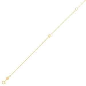 Real 14K Yellow Gold Mini Initial R Bracelet