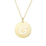 14K Yellow Gold Disc Initial G Pendant Necklace