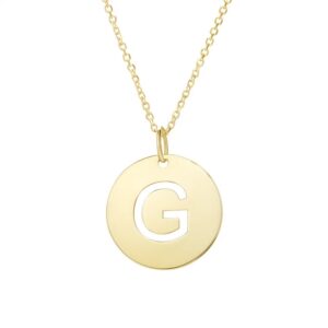14K Yellow Gold Disc Initial G Pendant Necklace