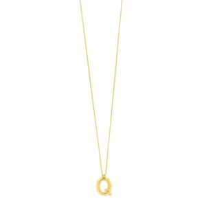 14K Yellow Gold Bubble Initial Q Pendant Necklace