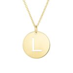 Real 14K Yellow Gold Disc Initial L Pendant Necklace