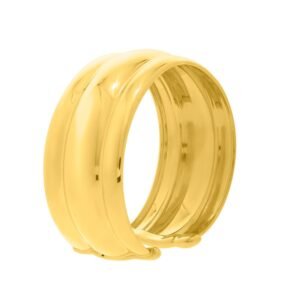Sterling Silver 14K Gold-Plated Bold Ribbed Thick Cuff Bangle Bracelet 25mm Thickness