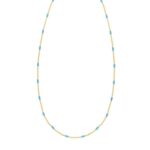 Sterling Silver 14K Gold-Plated Blue Enamel Beaded Necklace