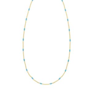 Sterling Silver 14K Gold-Plated Blue Enamel Beaded Necklace