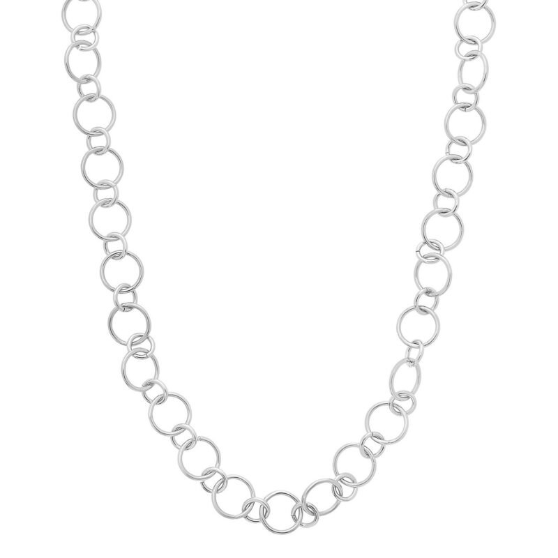 925 Sterling Silver Round 9mm Link Necklace