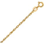 Real 14K Yellow Gold 1.1 mm Rope Chain Necklace
