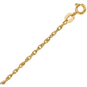 Real 14K Yellow Gold 1.1 mm Rope Chain Necklace