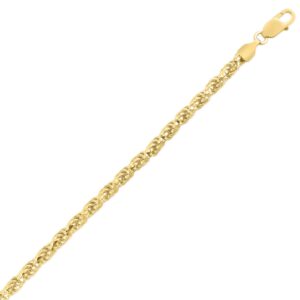 Diamond Cut Royal Rope Chain Necklace 5 mm Sterling Silver Gold Plated