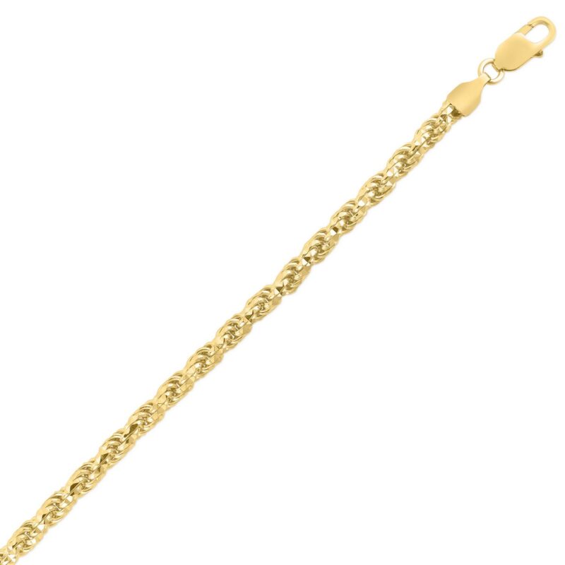 Diamond Cut Royal Rope Chain Necklace 5 mm Sterling Silver Gold Plated