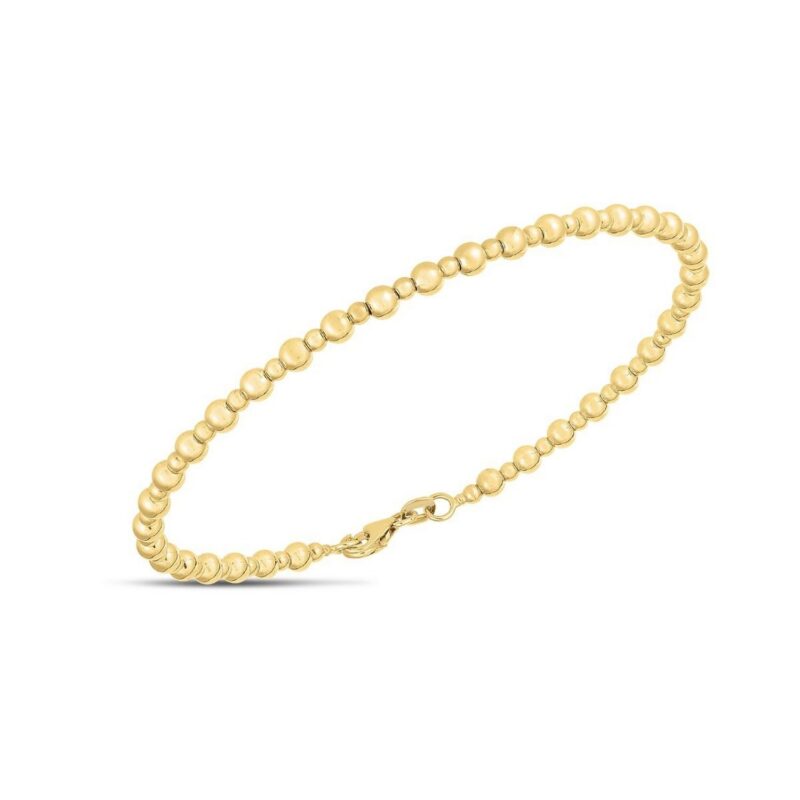 14K Yellow Gold 3mm Bead Bracelet 7 Inch