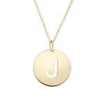 14K Yellow Gold Disc Initial J Pendant Necklace