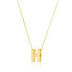 14K Gold Block Letter Initial H Necklace