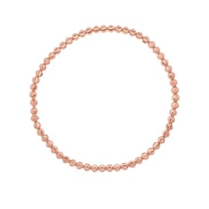 14K Rose Gold Diamond Cut Stretchable Moon Cut Beaded Bracelet 3mm