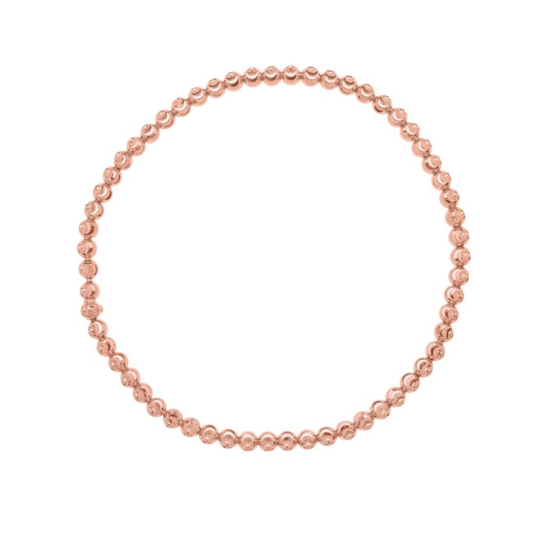 14K Rose Gold Diamond Cut Stretchable Moon Cut Beaded Bracelet 3mm 14K Rose Gold Diamond Cut Stretchable Moon Cut Beaded Bracelet 3mm