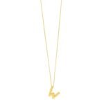 14K Yellow Gold Bubble Initial W Pendant Necklace