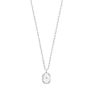 Sterling Silver Cubic Zirconia Octagonal Star Locket Necklace