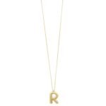 14K Yellow Gold Bubble Initial R Pendant Necklace