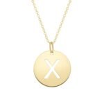 Real 14K Yellow Gold Initial X Disc Necklace