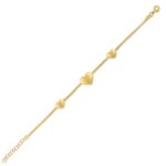 Sterling Silver 14K Yellow Gold Plated Hearts Station Bracelet