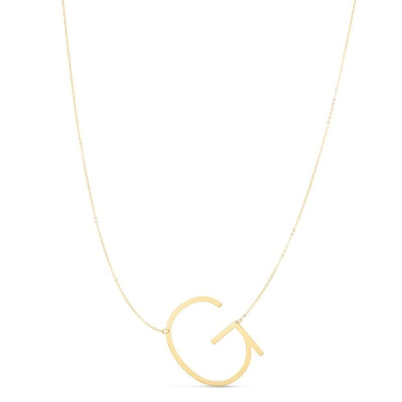 14K Yellow Gold Large Initial G Necklace