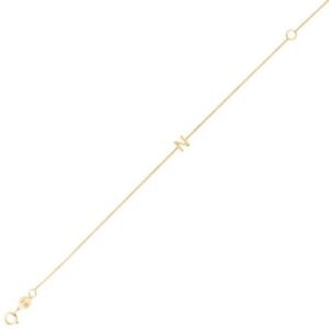 Real 14K Yellow Gold Mini Initial N Bracelet