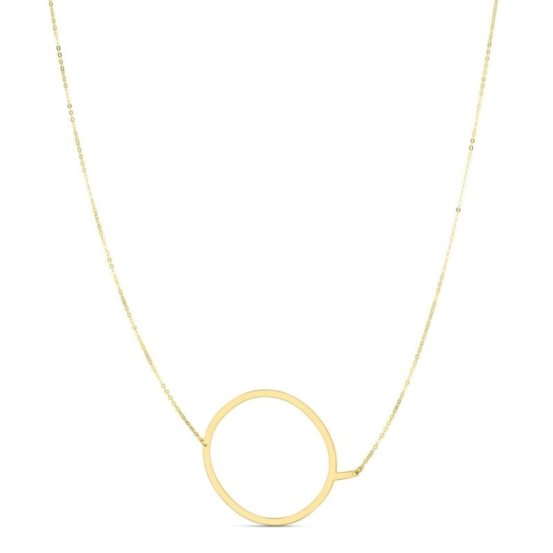 14K Yellow Gold Large Initial Q Necklace
