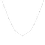 14K White Gold Saturn Bead Chain Necklace