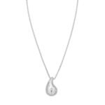Sterling Silver Puffed Raindrop CZ Pendant Necklace