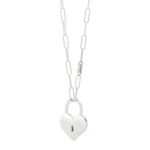 Sterling Silver Heart Padlock Necklace