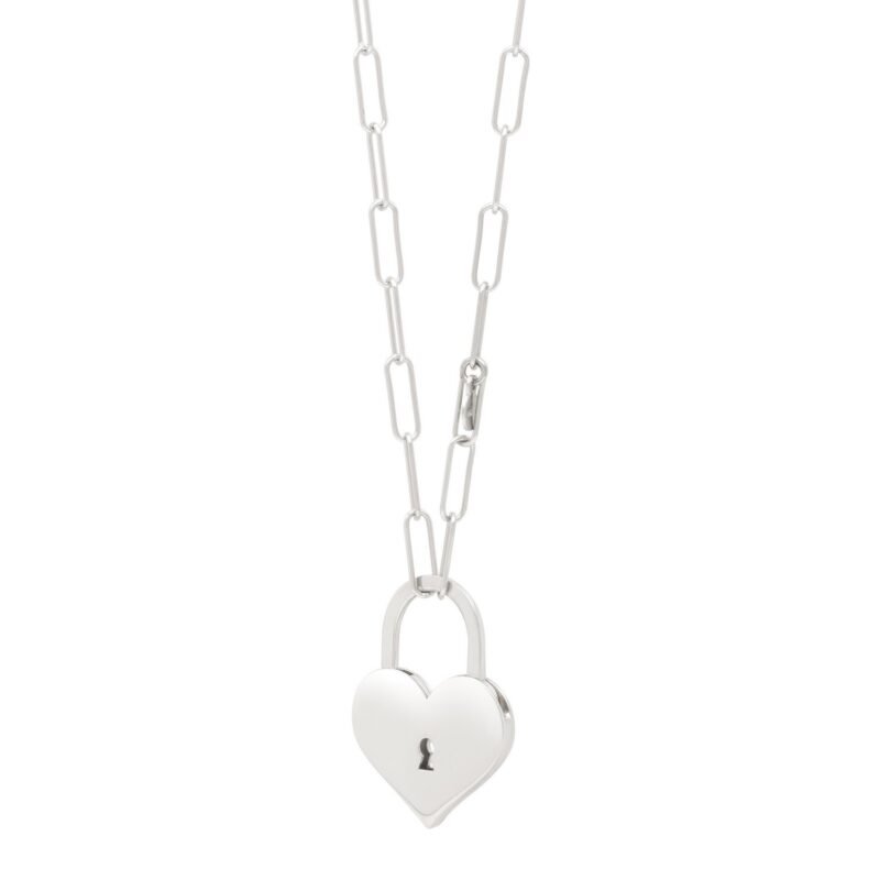 Sterling Silver Heart Padlock Necklace