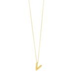 14K yellow gold Bubble Initial V Pendant Necklace