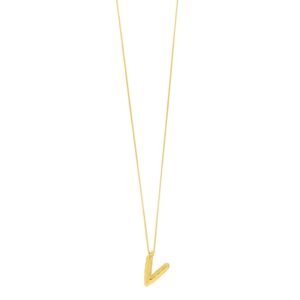 14K yellow gold Bubble Initial V Pendant Necklace