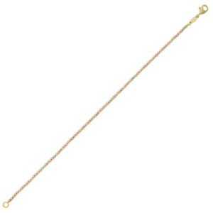 Real 10K Tri-Color Gold Diamond Cut Beaded Bracelet
