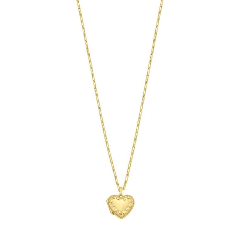 Sterling Silver 14K Gold Plated Heart Locket Necklace