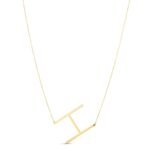 14K Yellow Gold Large Initial H Necklace