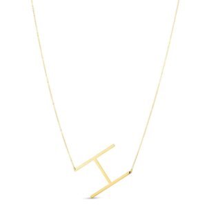 14K Yellow Gold Large Initial H Necklace