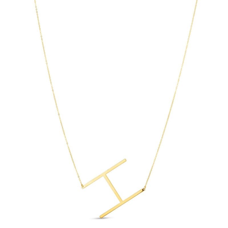 14K Yellow Gold Large Initial H Necklace