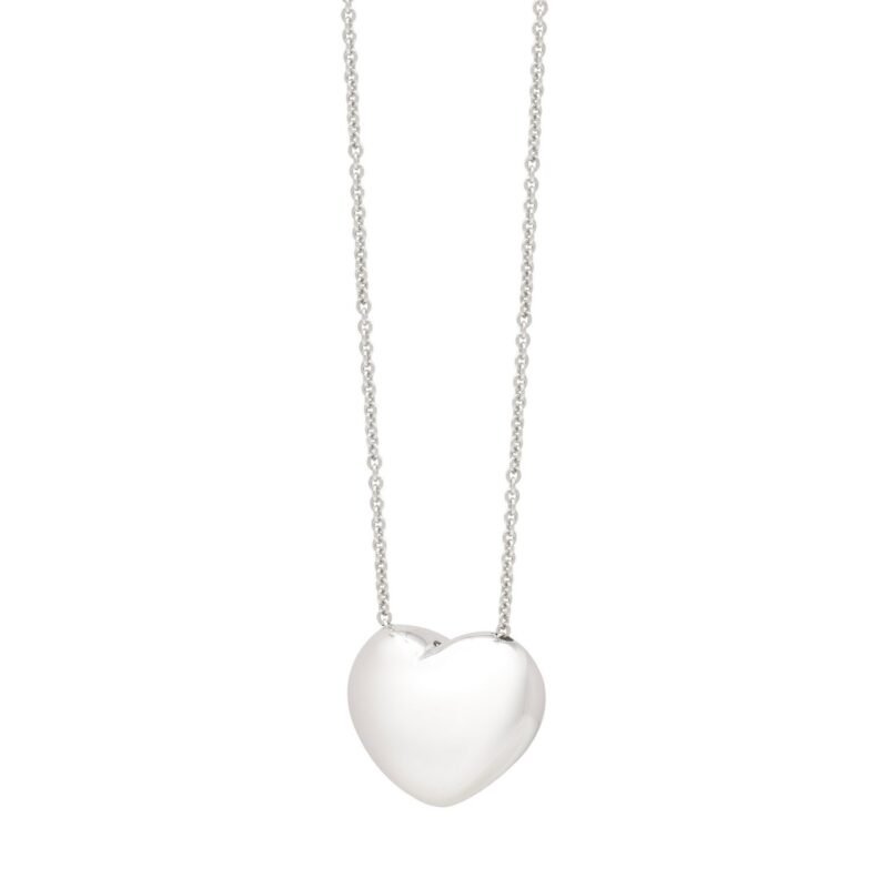 Sterling Silver Big Puffy Heart Necklace