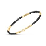 14K Yellow Gold and Black Onyx Pallina Bead Bracelet 3 mm