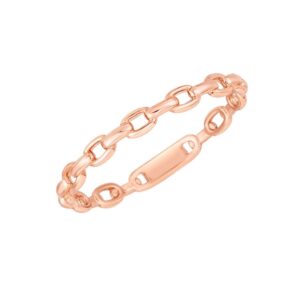 Real 14K Rose Gold Oval Links Stackable Ring