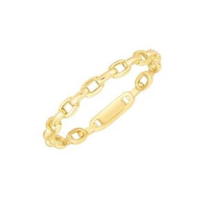 Real 14K Yellow Gold Oval Links Stackable Ring