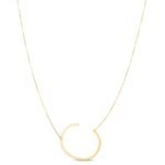14K Yellow Gold Large Initial C Necklace