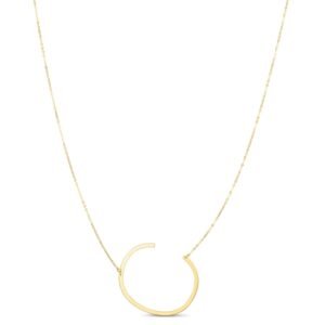 14K Yellow Gold Large Initial C Necklace