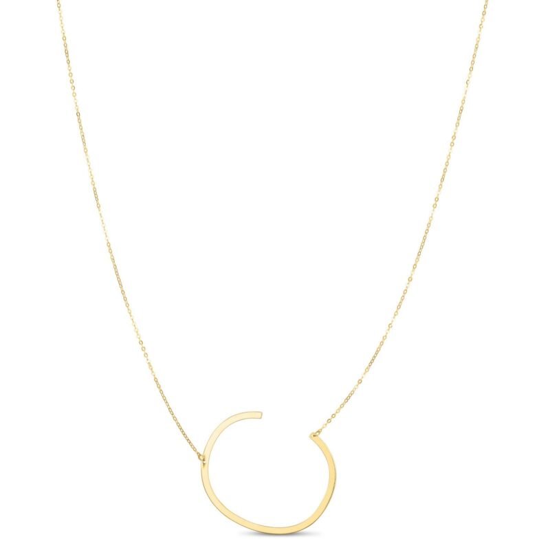 14K Yellow Gold Large Initial C Necklace