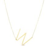 14K Yellow Gold Large Initial W Necklace