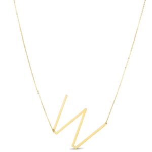 14K Yellow Gold Large Initial W Necklace