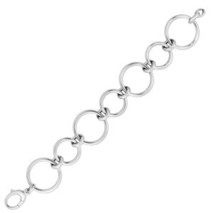 Sterling Silver Small Large Round Link Bracelet 8 Inch