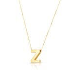 14K Yellow Gold Block Letter Initial Z Necklace