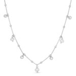 925 Sterling Silver Pearl Station Charm Necklace