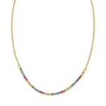 925 Sterling Silver 14K Gold-Plated Rainbow CZ Necklace